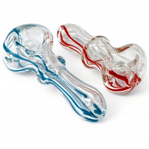 2.5" Transcendent Lines Artistry In Clear Glass Hand Pipes - 2pk [RKD81]
